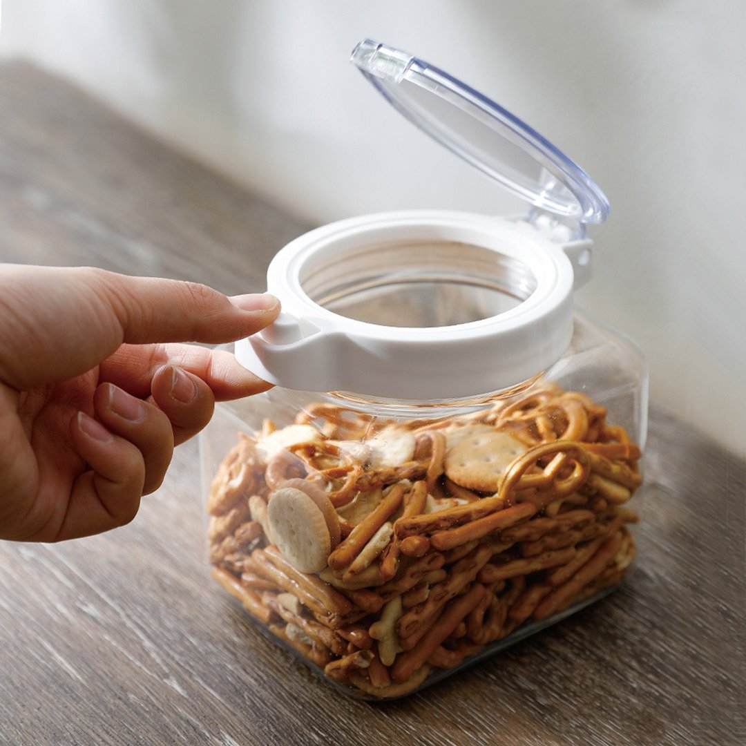 日本霜山 PET厨房按压快掀式食材透明密封罐-900ml-3入 (可防潮) - 调味罐/酱料瓶 - 塑料 透明