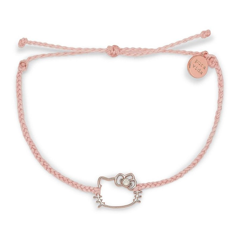 Pura Vida 美国手工  HELLO KITTY 精致蛋白石冲浪手环 - 手链/手环 - 防水材质 粉红色