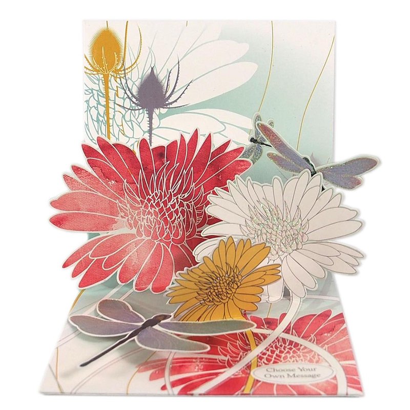 多用途立体卡-蜻蜓与花【Up With Paper-母亲/生日/慰问/感谢】 - 卡片/明信片 - 纸 多色