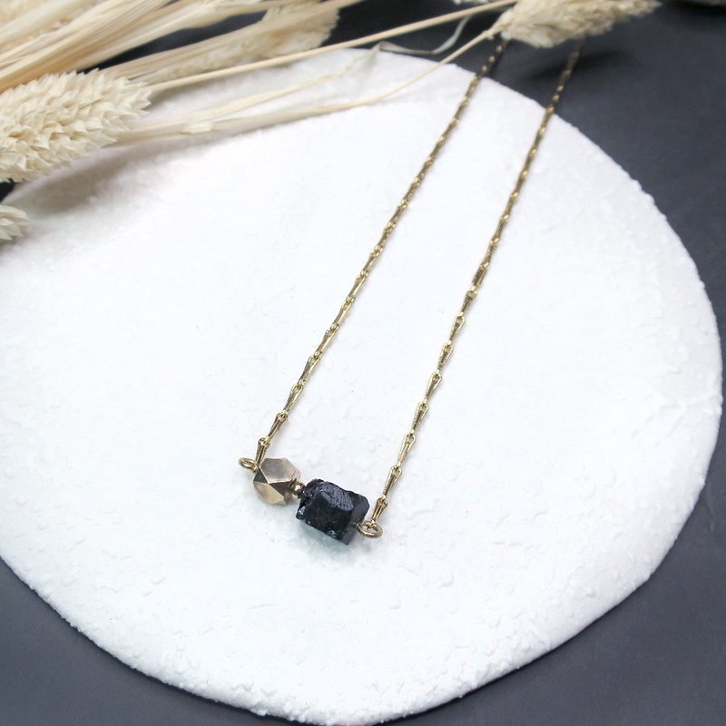 VIIART。绝对零度。黑碧玺复古金项链 - 项链 - 水晶 黑色