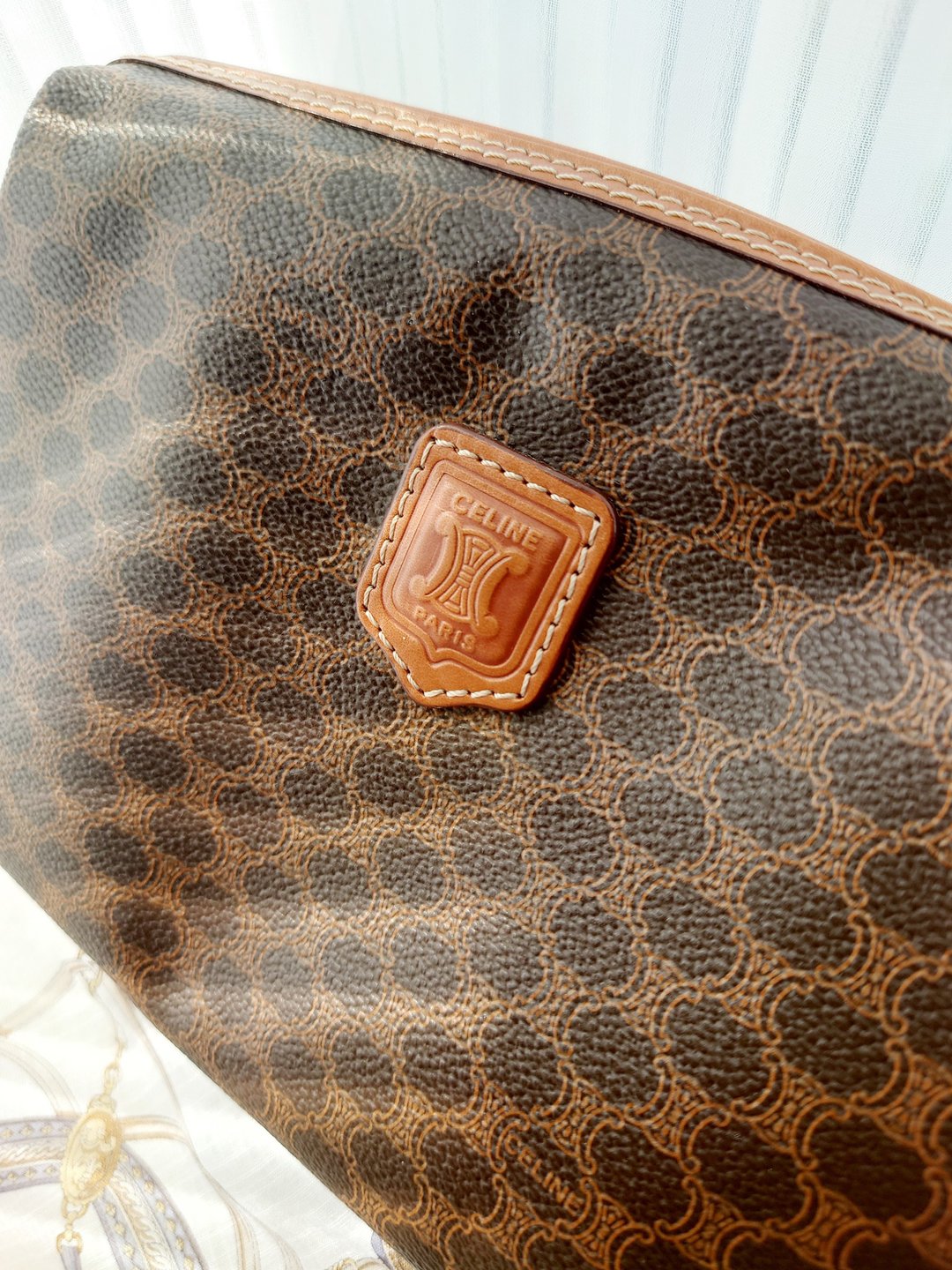中古包 CELINE 棕花化妆包链条包云朵包斜背包斜挎包手拿包单肩包 - 侧背包/斜挎包 - 防水材质 咖啡色