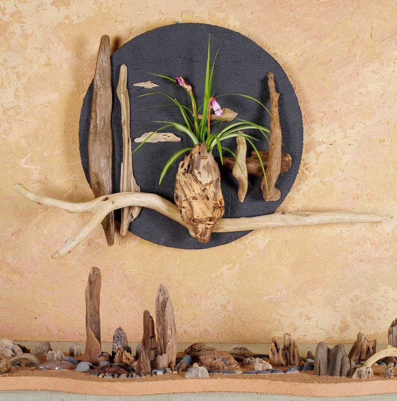 用浮木绘制的山水画浮木艺术墙装饰第 5 轮 - 墙贴/壁贴 - 木头 咖啡色