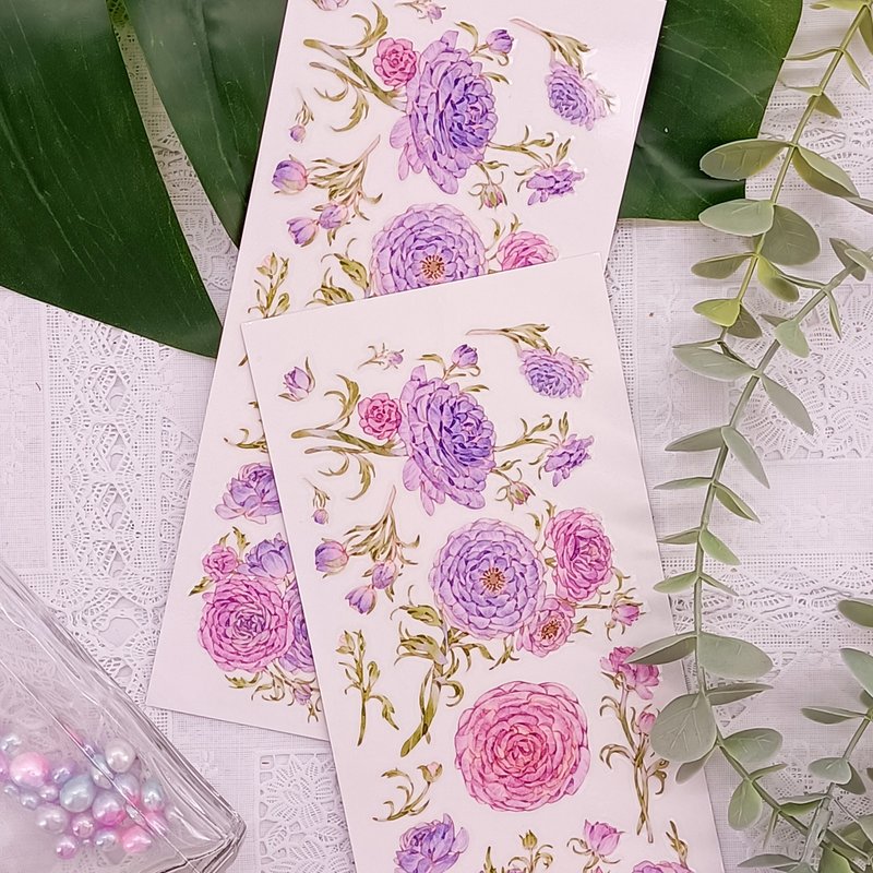 洋牡丹C  /  乾式轉印貼紙 - 贴纸 - 塑料 多色