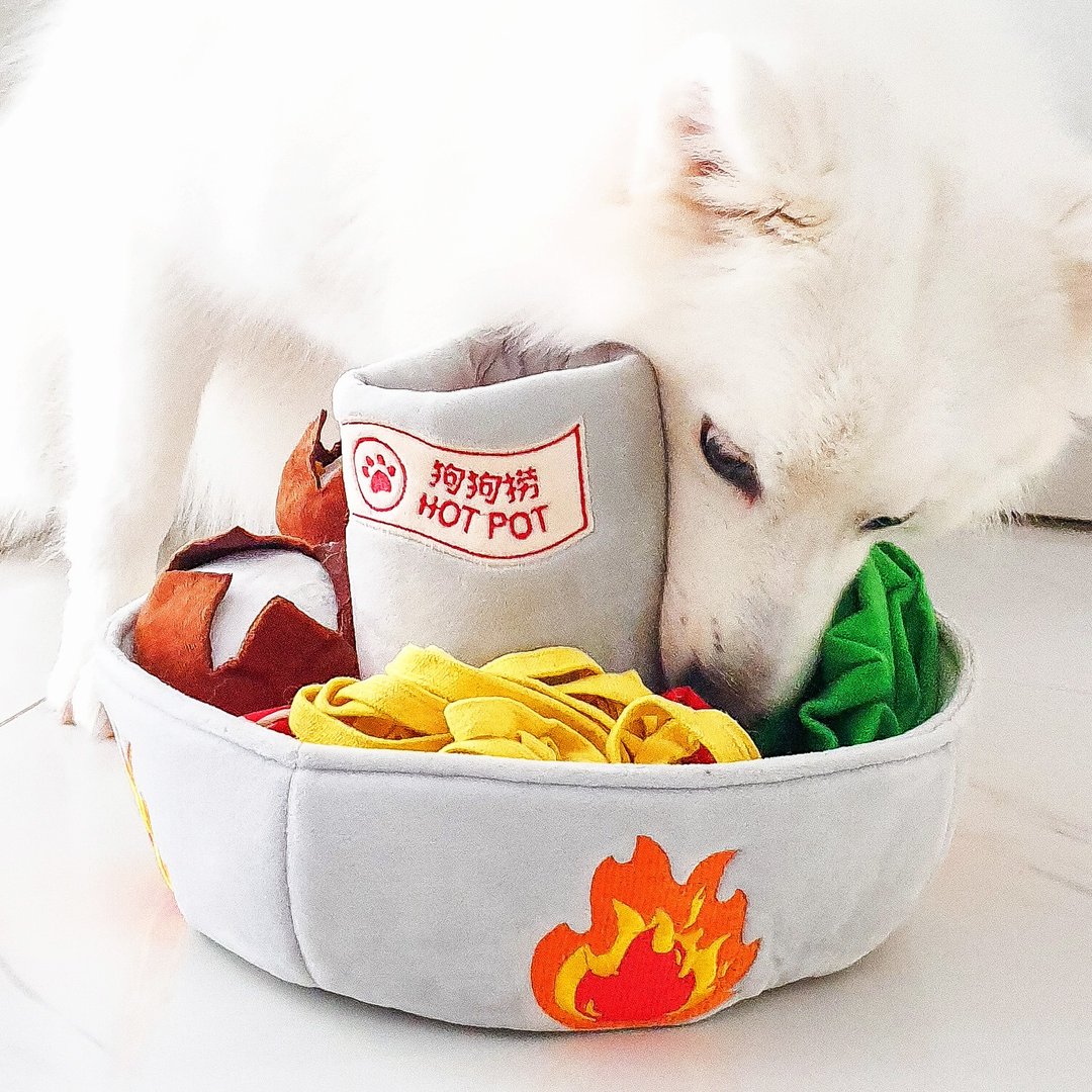 Furball Steamboat Hot Pot Interactive Nosework Toy - 玩具 - 棉 银色