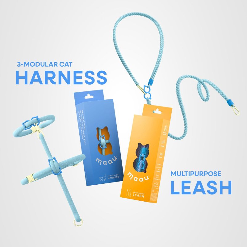 【给猫咪的礼物】减敏猫胸背带+多功能牵引绳套装 - 项圈/牵绳 - 尼龙 多色