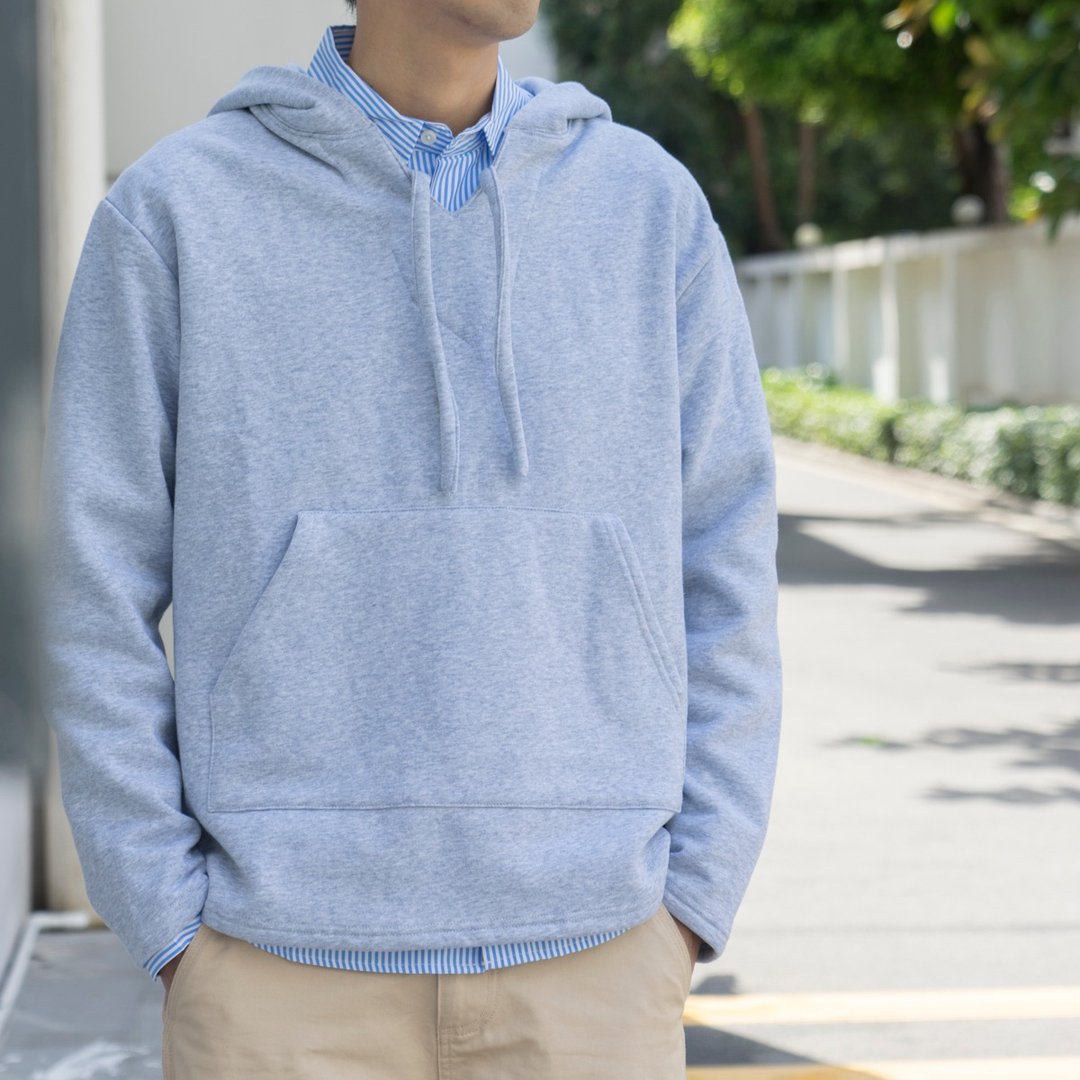 MEXIPA 日系搭配秋冬季加絨保暖衛衣 日常休閒寬鬆HOODIE cityboy - 中性连帽卫衣/T 恤 - 棉．麻 灰色