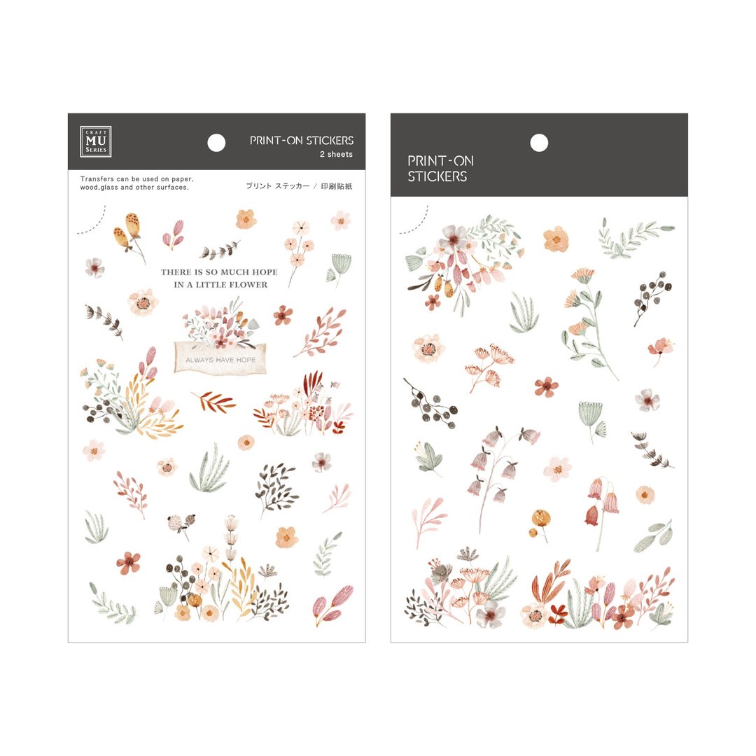 【Print-On Stickers 转印贴纸】no.174-淡彩花季 | 花草系列 - 贴纸 - 其他材质 粉红色