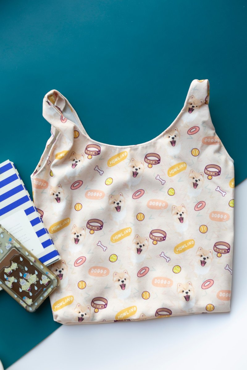 PMG 宠物手提袋 Hello 小博美 【 可定制 】 麻棉材质 - 外出包 - 棉．麻 橘色