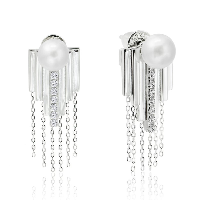 THINKING DAISY - DECO 白金色  纯银镀18K金垂吊耳环 - 耳环/耳夹 - 纯银 银色