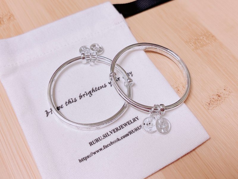 宝宝弥月999纯银手镯 纯银手环 弥月送礼 生日礼物 - 手链/手环 - 纯银 多色