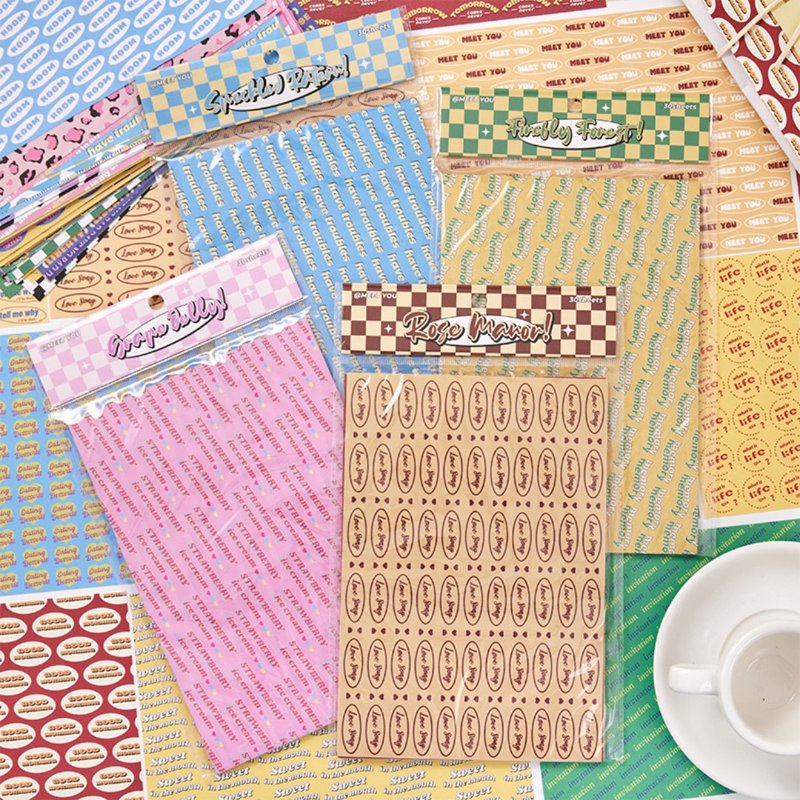 【印章碎片】Y2K手帐打底素材纸 简约基础手帐拼贴DIY素材贴纸4款 - 贴纸 - 纸 