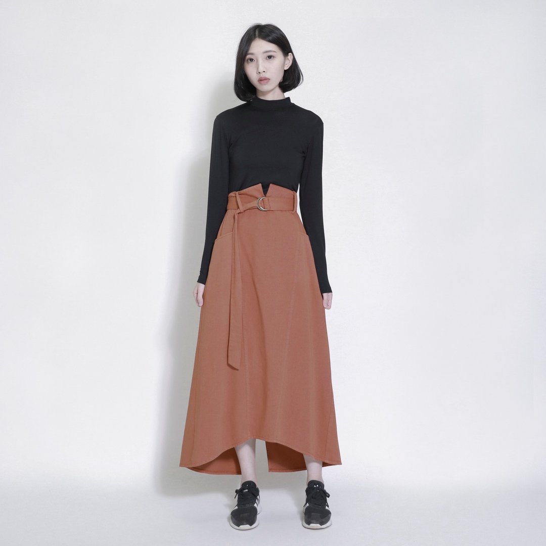 Desert 荒漠开衩长裙_7AF153_秋枫褐 - 裙子 - 棉 橘色