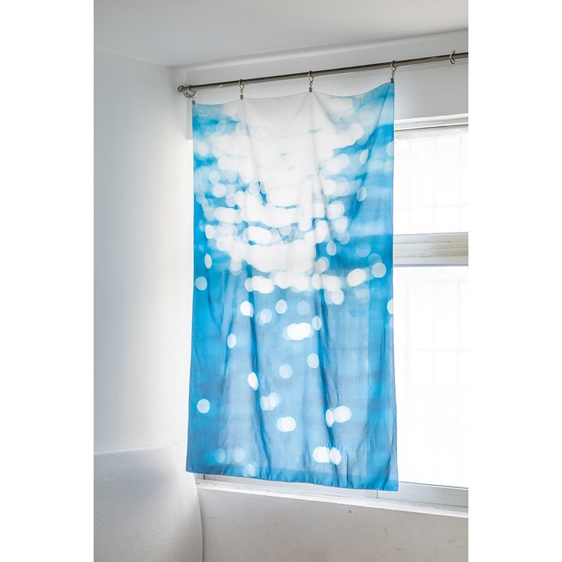 疗愈系海面光斑窗帘门帘挂布 150cm x 100cm 赠送挂环 - 门帘/门牌 - 聚酯纤维 蓝色