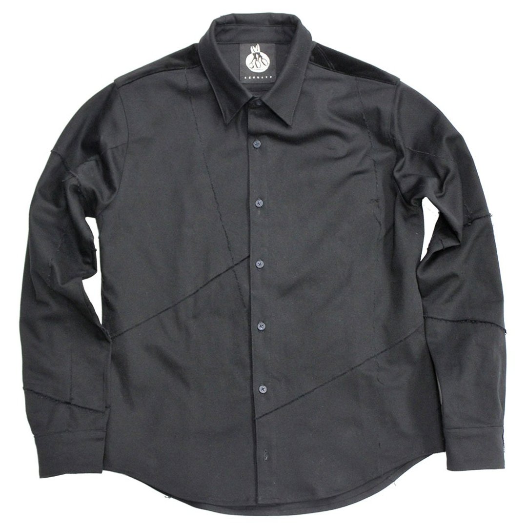 HEAVY TWILL BLK-SHIRTS ONLY-ONE - 男装衬衫 - 棉 黑色