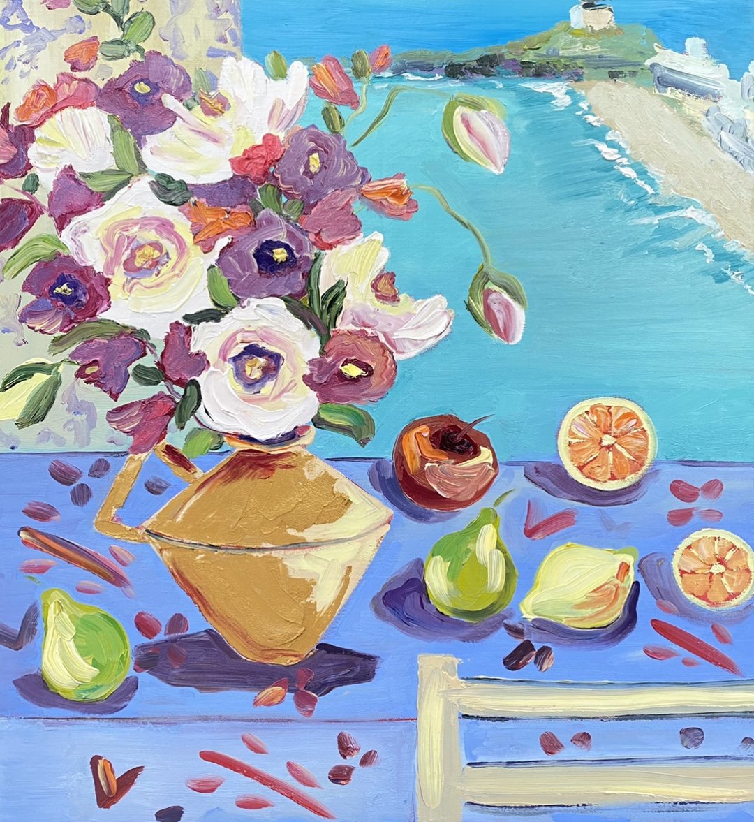 我的心去 布面油画 野兽派艺术 海景 抽像风景 马蒂斯灵感 墙壁装 - 墙贴/壁贴 - 其他材质 蓝色