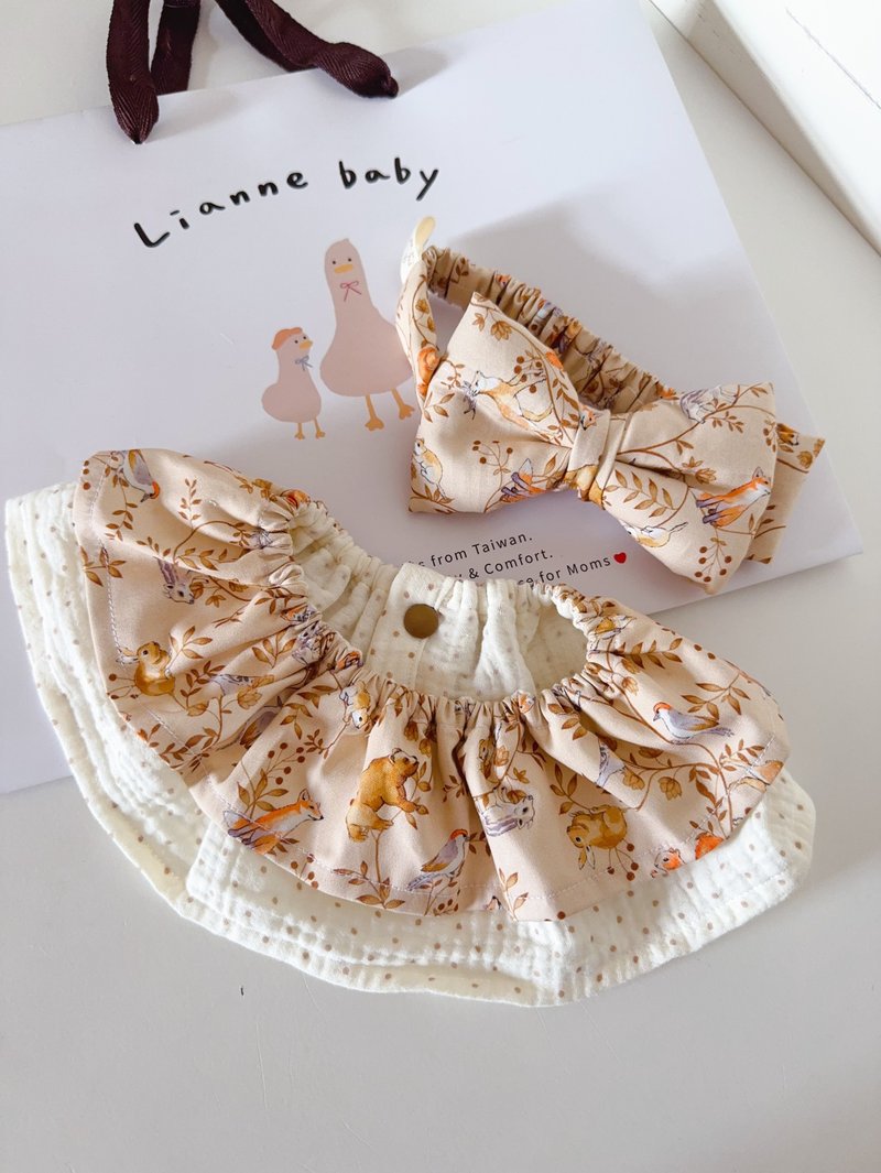 现货 法国狐狸庄园 弥月礼盒 围兜 口水巾 发带 婴儿礼物 满月礼 - 满月礼盒 - 棉．麻 