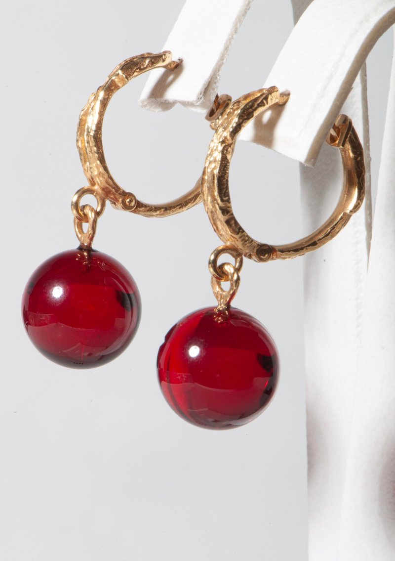 纯净红波罗的海琥珀耳环 天然红宝石 手工珠宝 女士礼物 - 耳环/耳夹 - 半宝石 红色