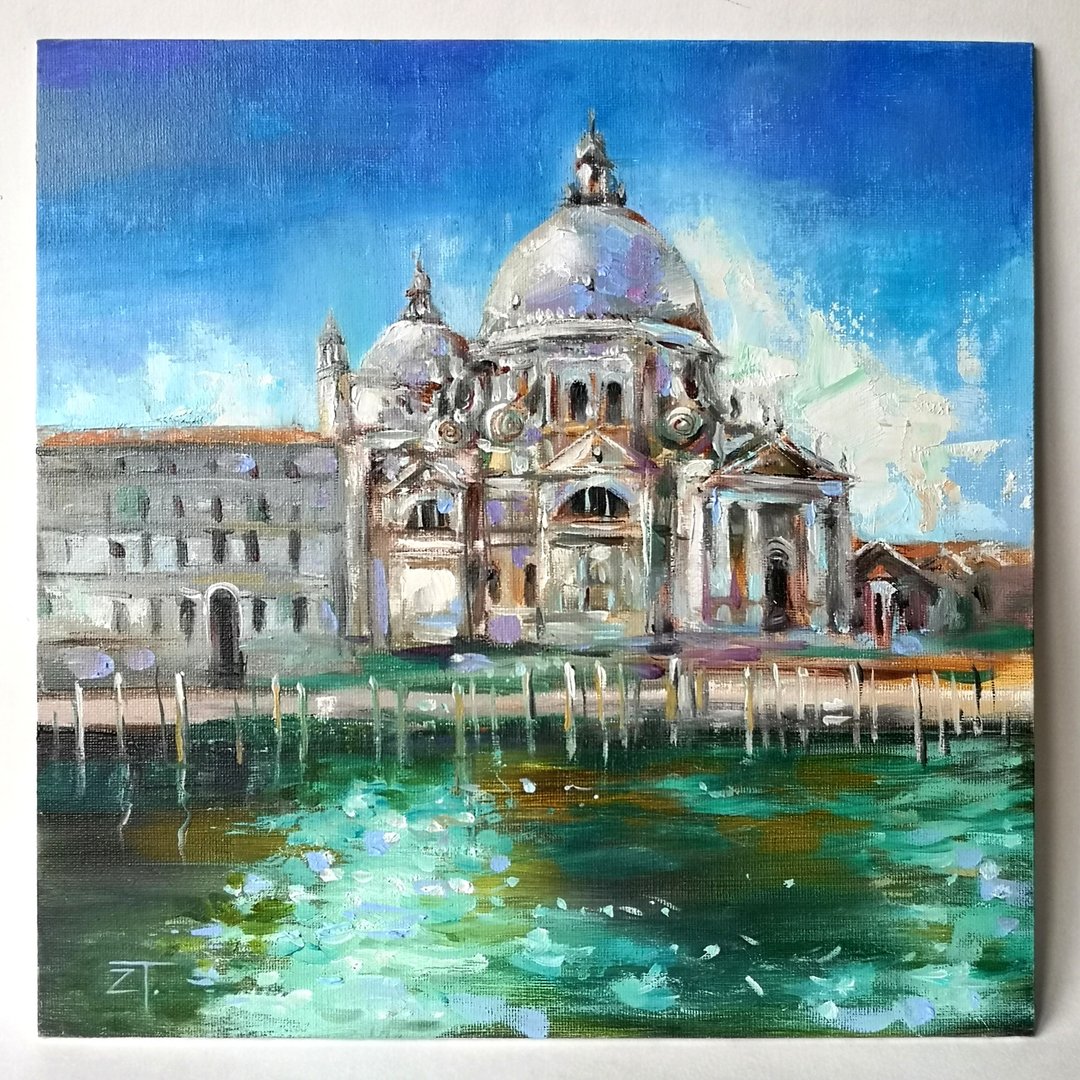 Venice Italy Oil Painting Original Wall Art on Canvas panel. - 海报/装饰画/版画 - 棉 