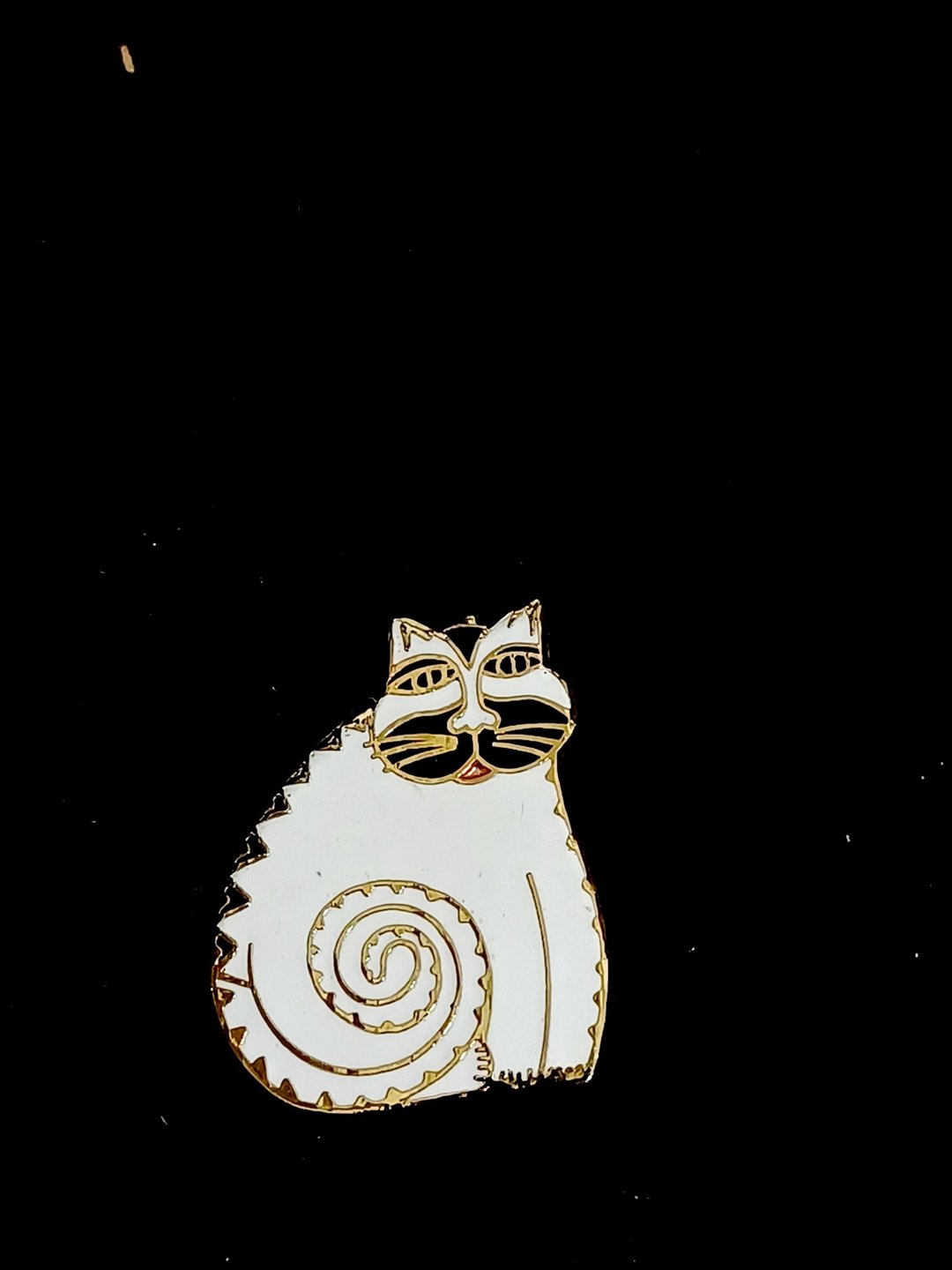 vintage  Laurel Burch MYTHICAL CAT 系列 白猫 别针 胸针 - 胸针 - 其他金属 