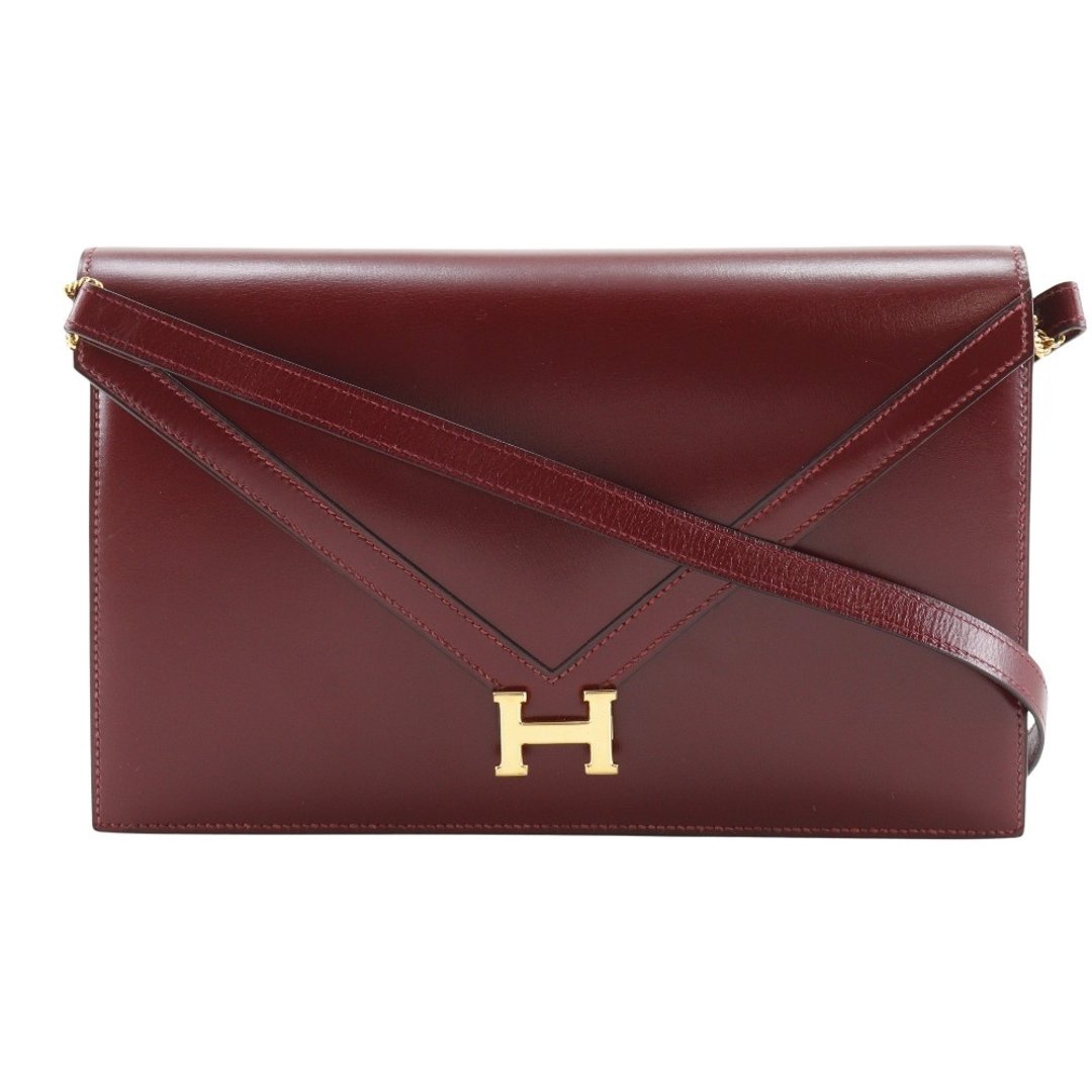 【日本直送】爱马仕 HERMES Lydie 侧背包 2WAY 手拿包 古董 Box Calf 皮革 酒红色 K 刻印 女仕 【二手】 - 侧背包/斜挎包 - 真皮 红色