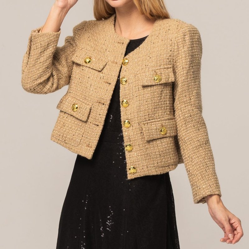 小香风优雅短版外套   咖 - 女装休闲/机能外套 - 羊毛 卡其色