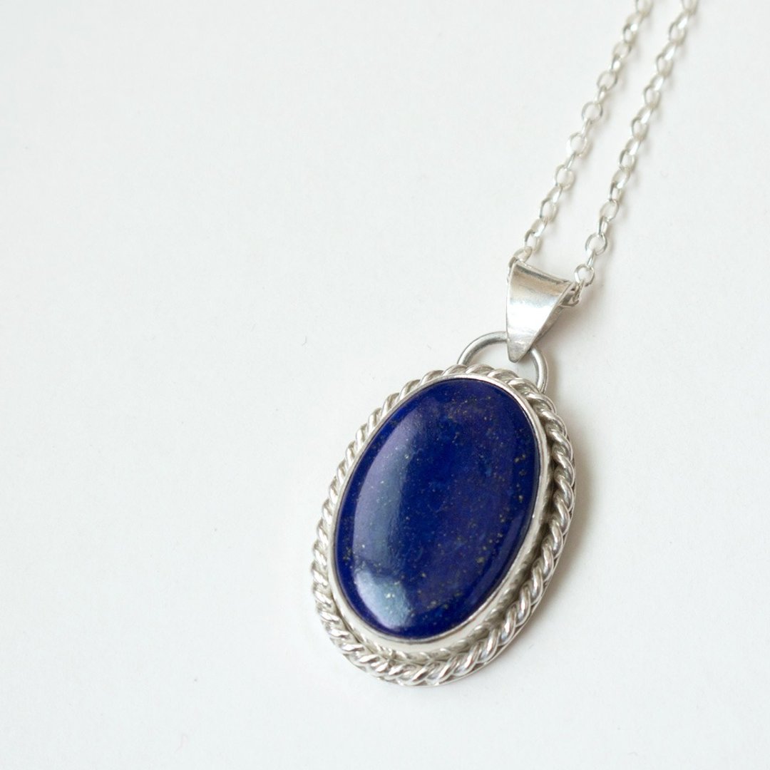青金石纯银墬子 Lapis Lazuli pendant - 项链 - 宝石 蓝色