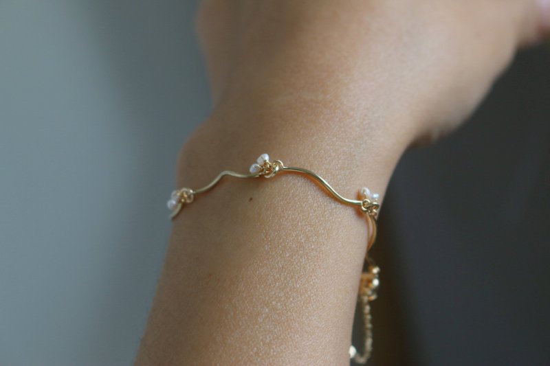 手链 14k包金 珍珠 - 麦克风 - - 手链/手环 - 宝石 白色