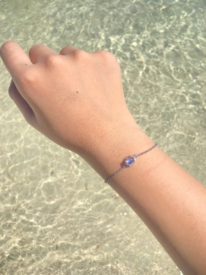 月光石925纯银爪镶手链 - 手链/手环 - 宝石 银色