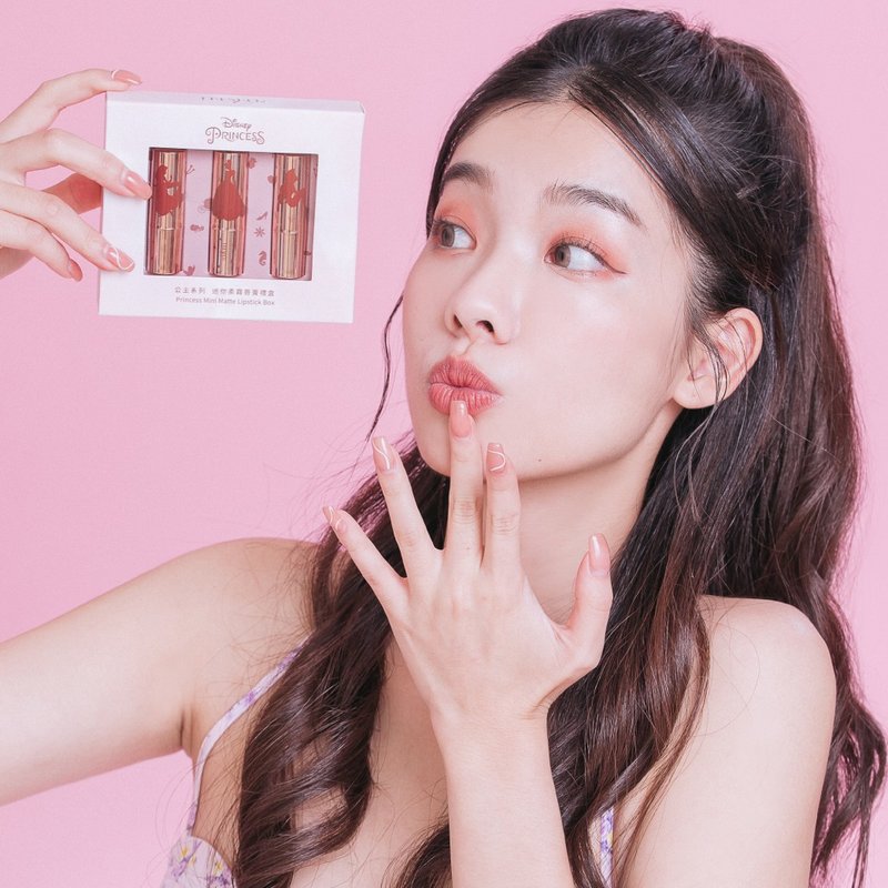 FreshO2 迪士尼 公主系列 迷你柔雾唇膏礼盒 3色 小美人鱼 乐佩 - 唇彩/颊彩 - 塑料 粉红色