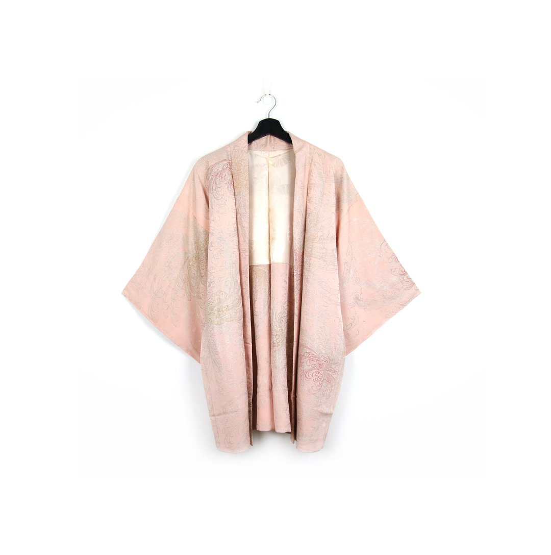 Back to Green-日本带回羽织 嫩粉金葱刺绣 /vintage kimono - 女装休闲/机能外套 - 丝．绢 