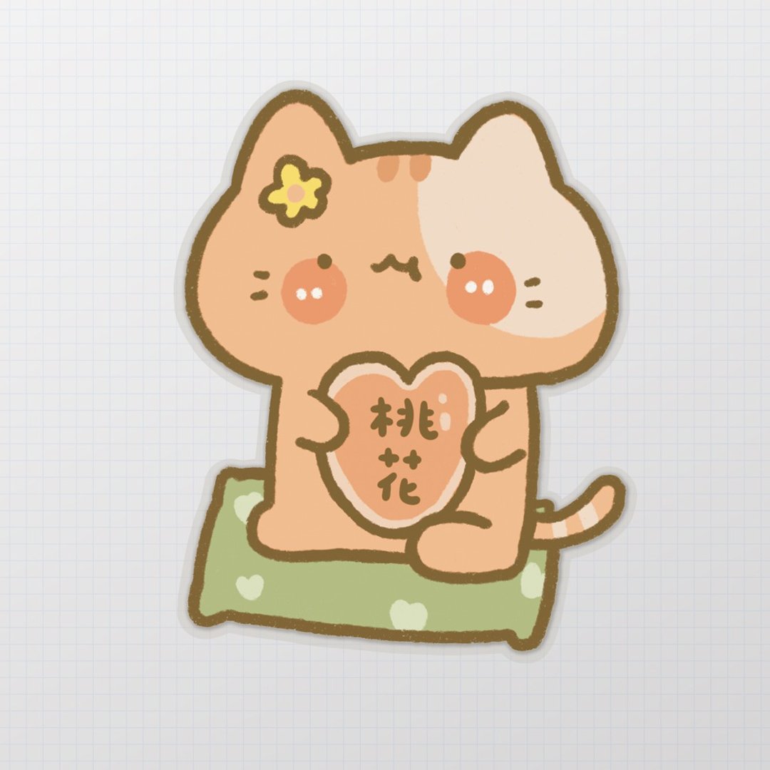 【SunBrother】好运桃花猫猫/车贴 设计师款 - 贴纸 - 防水材质 