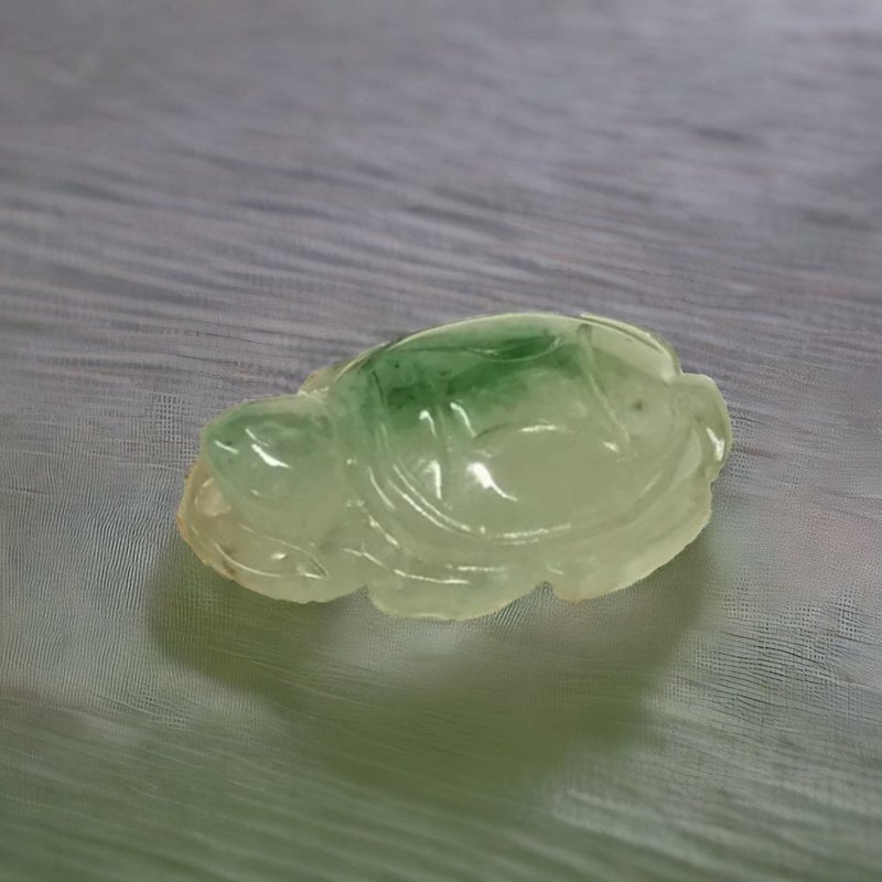 【吉祥·长寿】冰种飘绿乌龟金钱龟 | 天然缅甸A货翡翠 | 送礼 - 摆饰 - 玉石 透明