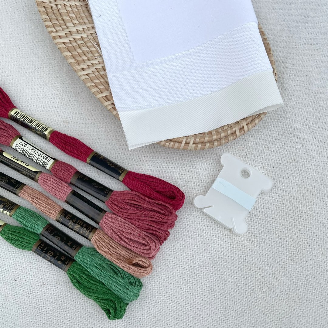 Embroidery floss set with core and 3 types of fabrics (Set 3 pink shade) - 其他 - 其他材质 多色