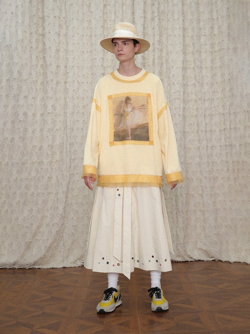 UNVESNO 循环练习曲网纱油画纯棉衣服情侣无帽圆领卫衣男SWS-1410 - 男装上衣/T 恤 - 棉．麻 