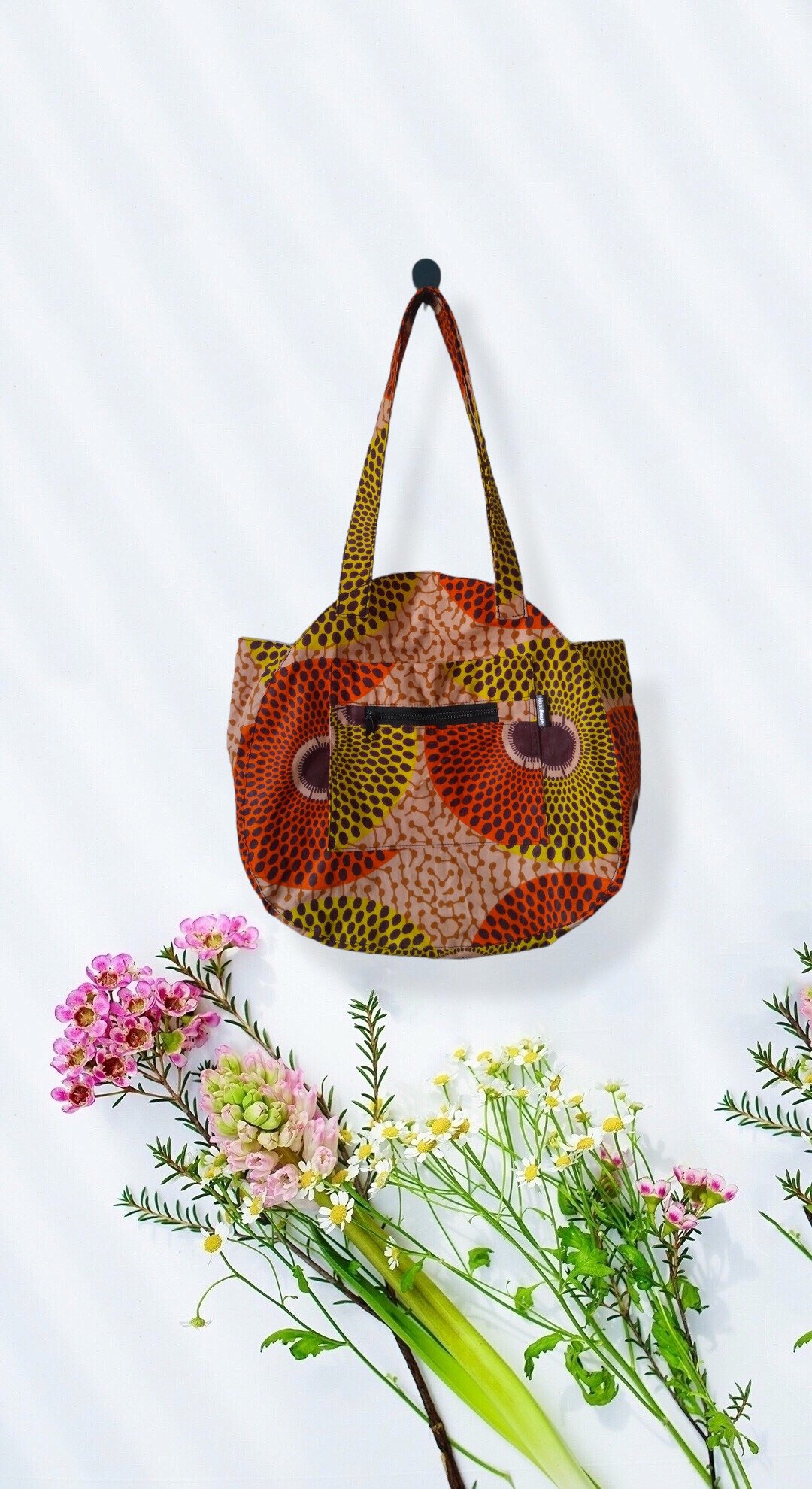 African wax print Tote  Handmade bag - 手提包/手提袋 - 棉 金色