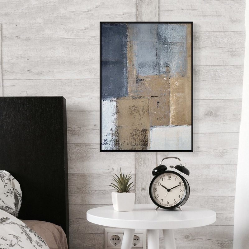 棕白灰色块–分明 - 简单撞色复古挂布/房间布置/客厅挂画/玄关画 - 海报/装饰画/版画 - 棉．麻 卡其色