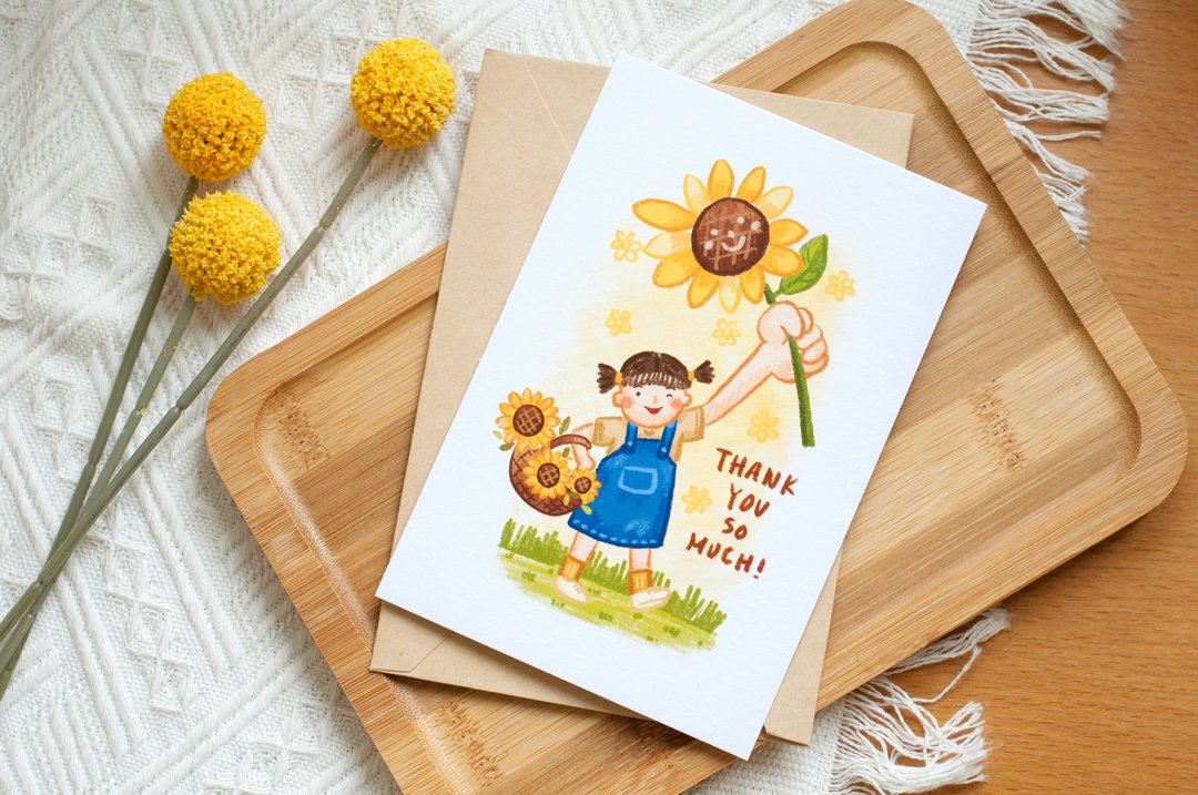 感谢卡thank you card-向日葵 - 卡片/明信片 - 纸 白色