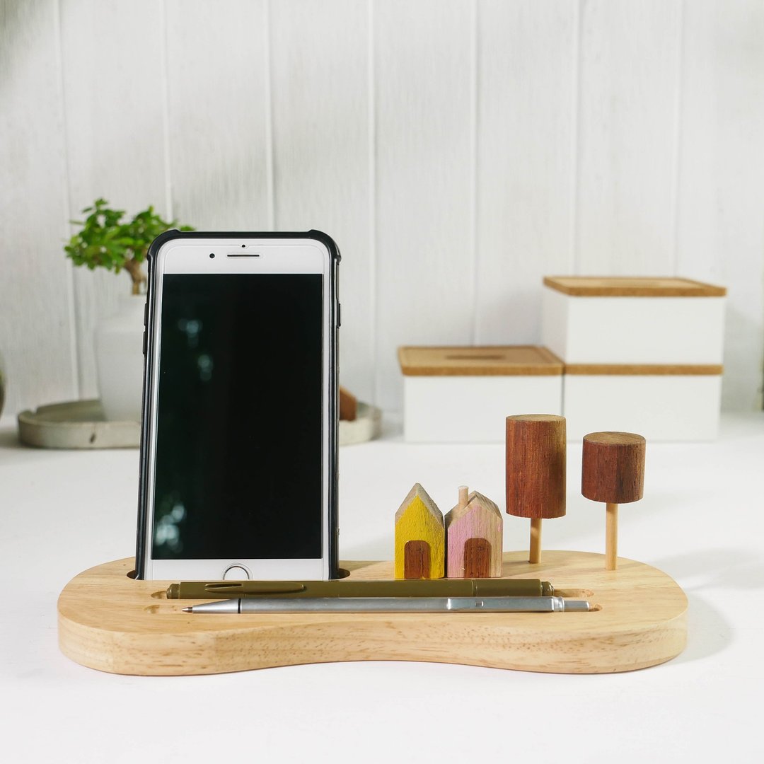 (PDS-10) Set of Little landscape Decorative item phone memo post-it holder - 摆饰 - 木头 咖啡色