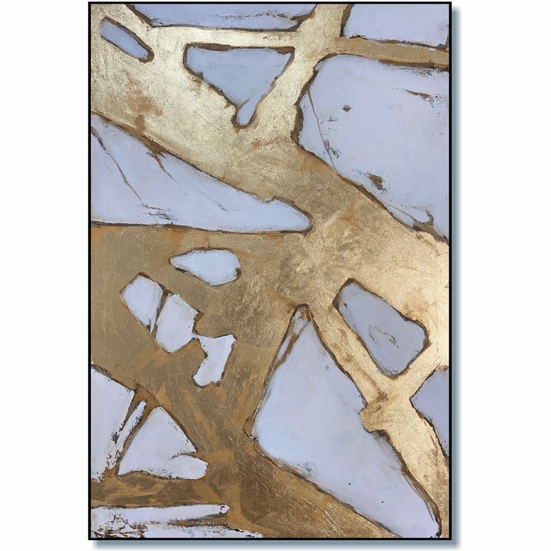 现代抽象金色绘画几何金属艺术大型当代墙面装饰 - 墙贴/壁贴 - 压克力 金色