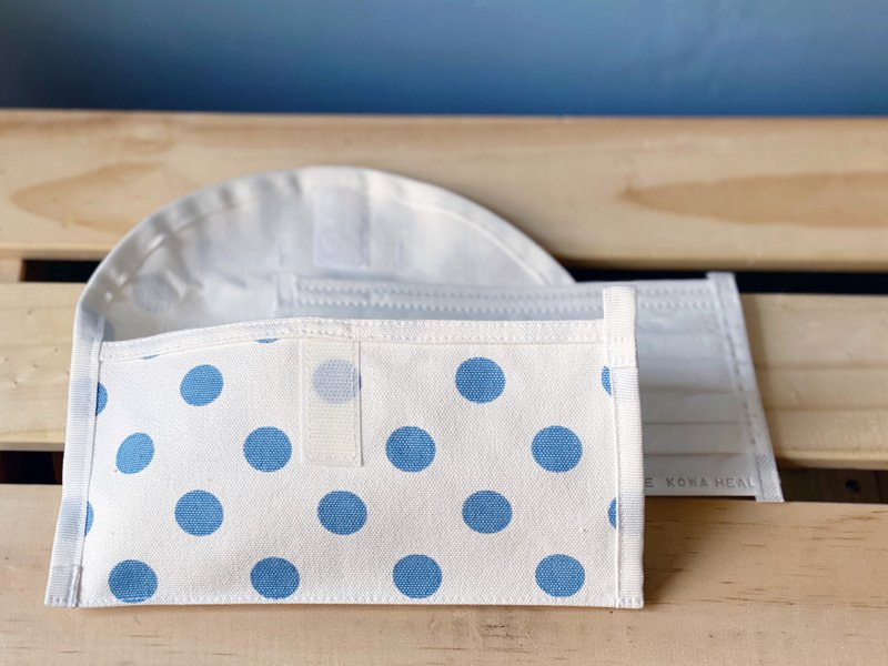 口罩收纳套 (蓝波点) - 口罩 - 棉．麻 多色