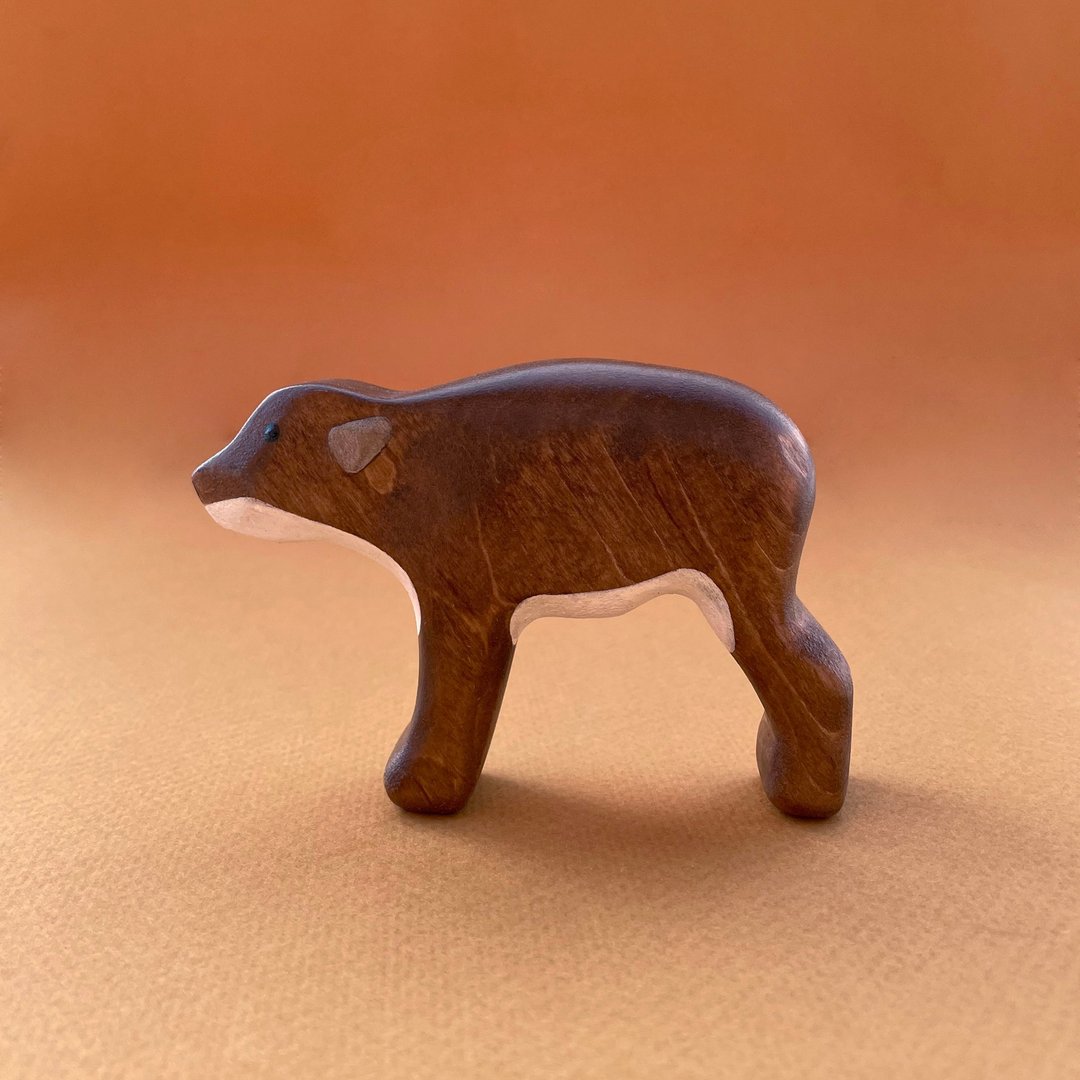 Wooden bison figurine - Wooden animals - Wooden natural toys - Woodland animals - 玩具/玩偶 - 木头 咖啡色