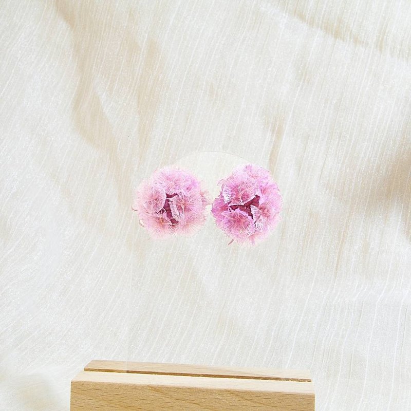 松虫草 紫色 肤色 耳针 耳夹 | 一对 - 耳环/耳夹 - 植物．花 紫色