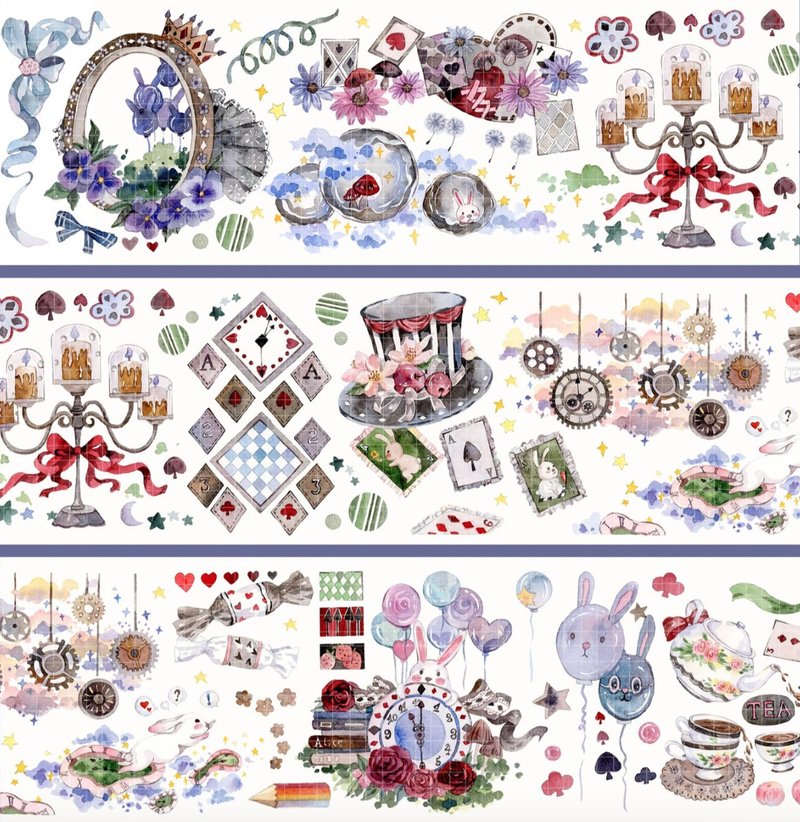 梦游仙境的兔兔 PET 纸胶带 水晶 - 纸胶带 - 其他材质 多色