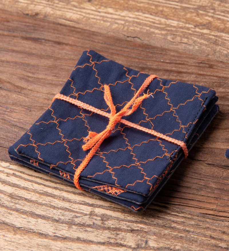 REHOW 设计师杯垫_纯手工制造 限量商品(灰/蓝)4个一组 - 杯垫 - 棉．麻 