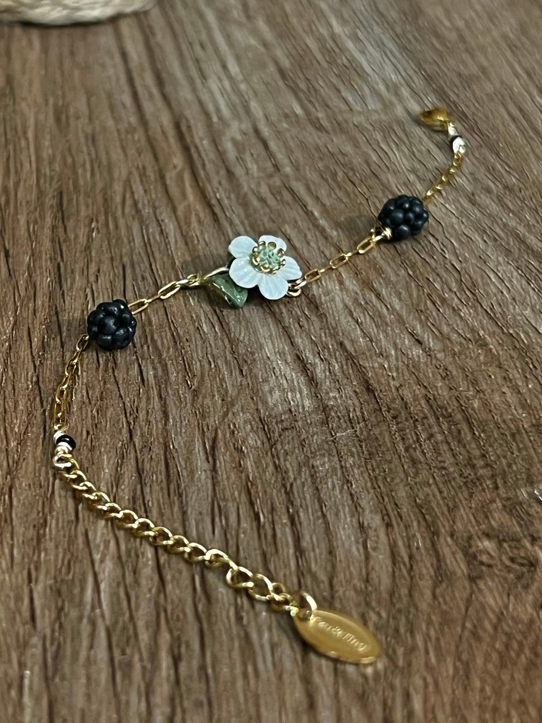 黑莓桑葚花 不锈钢镀金 手链 - 手链/手环 - 陶 黑色