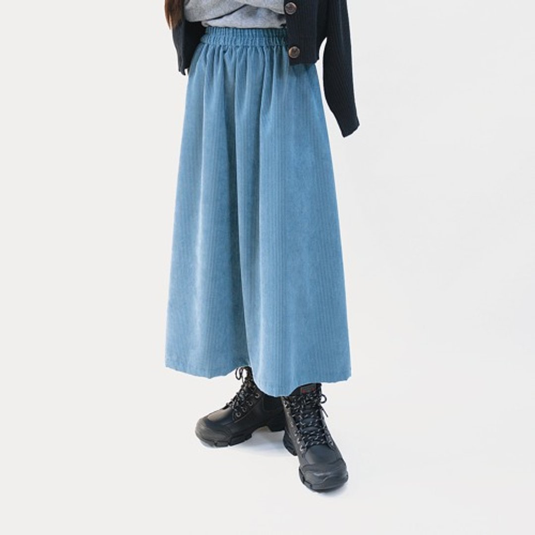 ★1 piece left★ Light and wrinkle-free corduroy light blue skirt ●SIBILLA-PALEBLUE● - 裙子 - 棉 