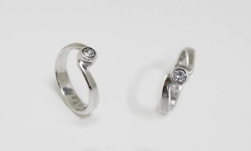 璀璨鹊桥钻戒 银戒指 - 戒指 - 其他金属 银色