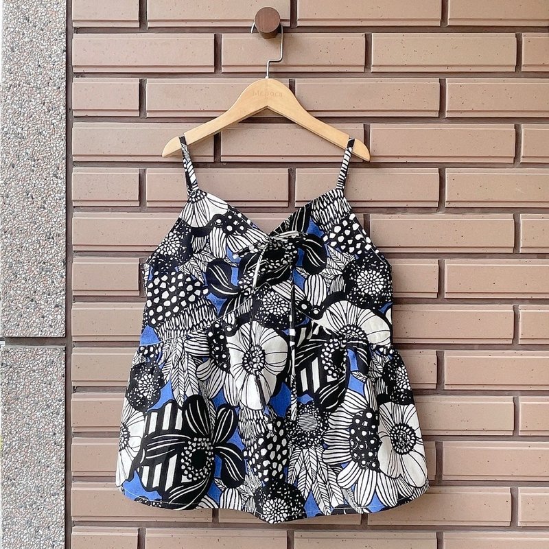 新系列缠绕花 蓝 - 小香细肩上衣 - 女装上衣 - 棉．麻 多色