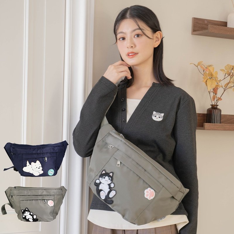 防盗包 奔驰猫 高地白梗 单间 后背包 腰包【330102】 - 侧背包/斜挎包 - 棉．麻 绿色