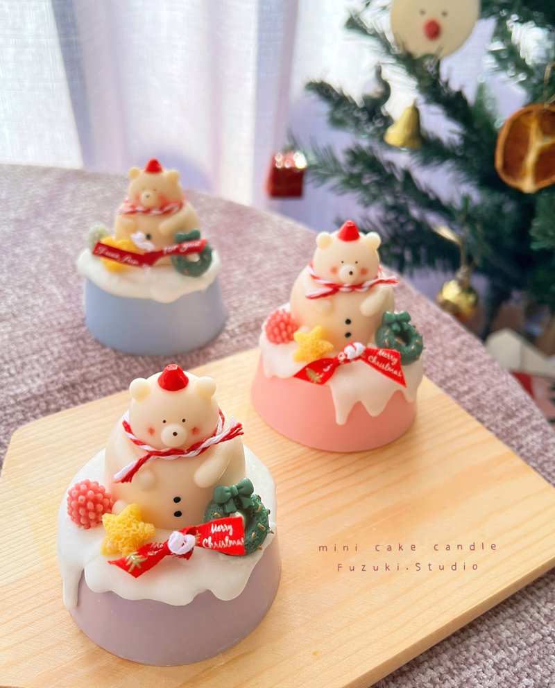 圣诞小熊造型蛋糕香氛蜡烛 圣诞熊 奶油蛋糕蜡烛 圣诞礼物 - 蜡烛/烛台 - 蜡 